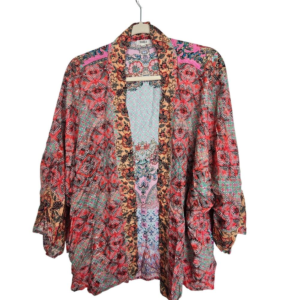 Anthropologie Mahila Floral Crop Kimono OS Artsy Boho Hippie Cottage Open Front